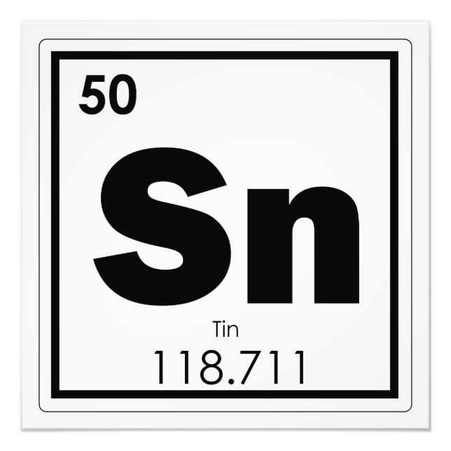 Impression Photo Symbole chimique de l'élément tin chimie formule g (Devant)