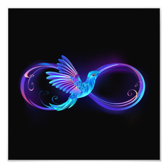 Impression Photo Symbole de Neon Infinity par Glowing Hummingbird (Devant)