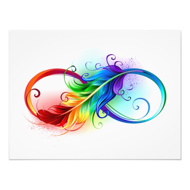Impression Photo Symbole d'infini avec plume arc-en-ciel (Devant)