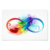 Symbole d'infini avec plume arc-en-ciel
