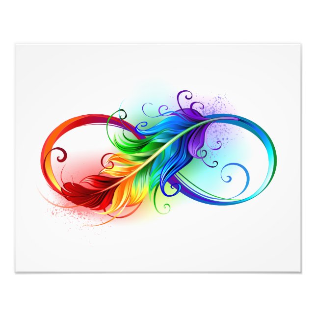 Impression Photo Symbole d'infini avec plume arc-en-ciel (Devant)