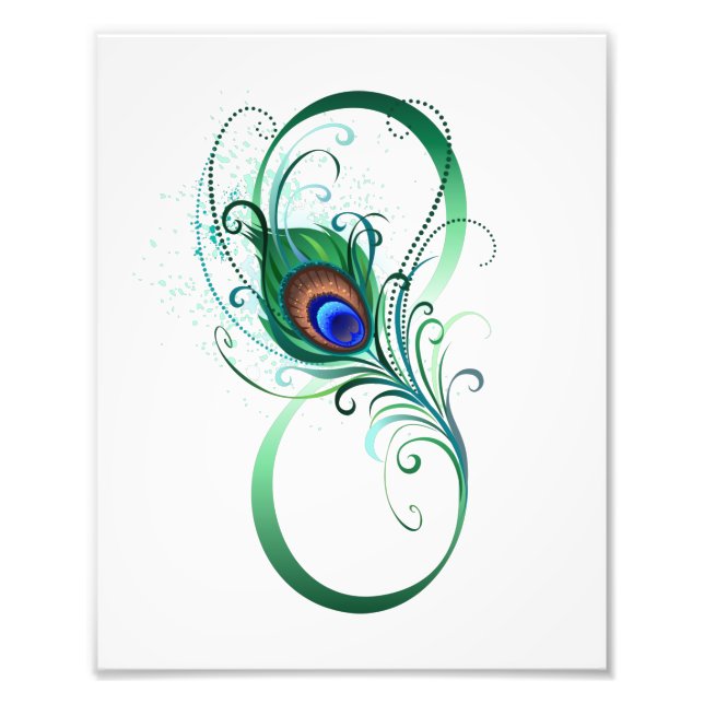 Impression Photo Symbole d'infini avec plume de paon (Devant)