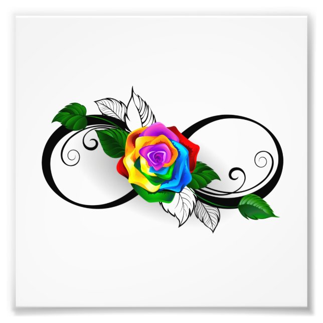 Impression Photo Symbole d'infini avec Rose arc-en-ciel (Devant)