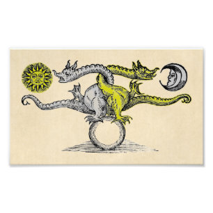 Impression Photo Symbole dragon d'or et d'argent