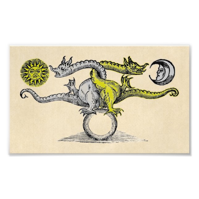 Impression Photo Symbole dragon d'or et d'argent (Devant)