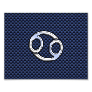 Impression Photo Symbole du cancer Zodiac Marine Blue Carbon Fiber