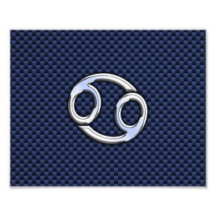 Impression Photo Symbole du cancer Zodiac Marine Blue Carbon Fiber 