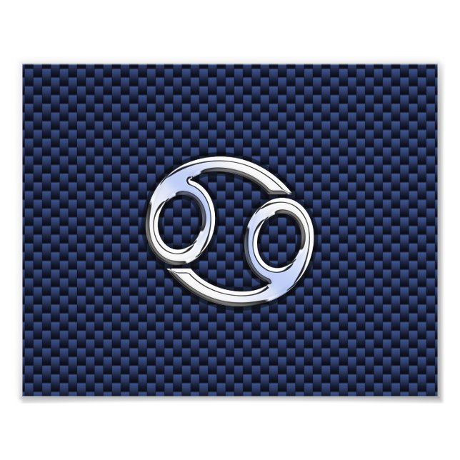 Impression Photo Symbole du cancer Zodiac Marine Blue Carbon Fiber  (Devant)