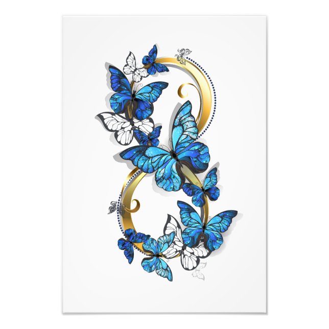 Impression Photo Symbole infini de papillons bleus Morpho (Devant)