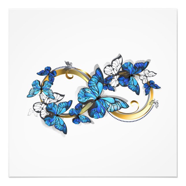 Impression Photo Symbole infini de papillons Morpho bleus (Devant)