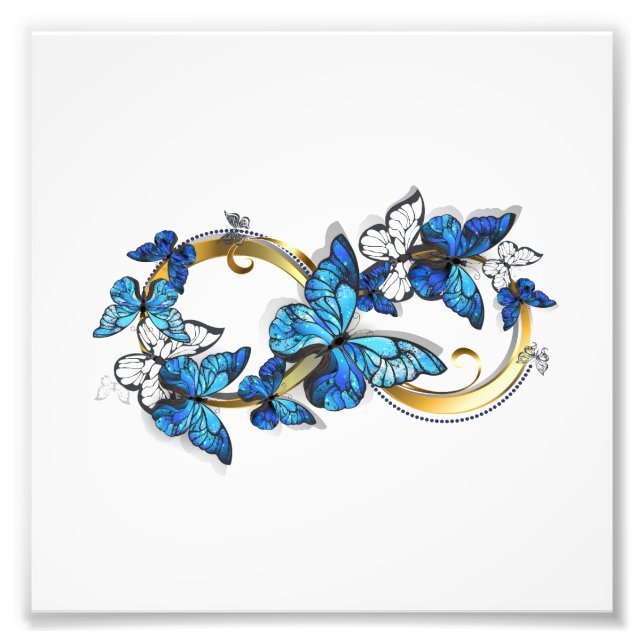 Impression Photo Symbole infini de papillons Morpho bleus (Devant)