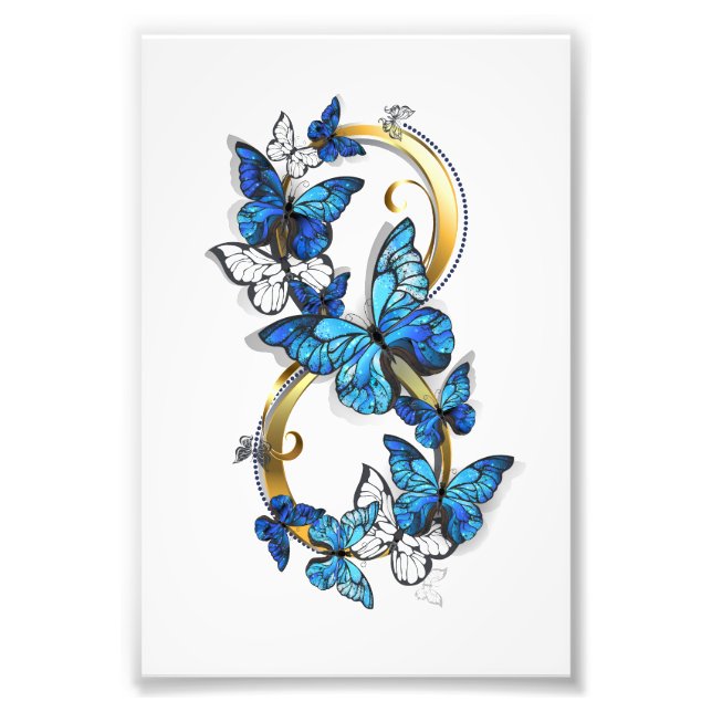 Impression Photo Symbole infini de papillons Morpho bleus (Devant)