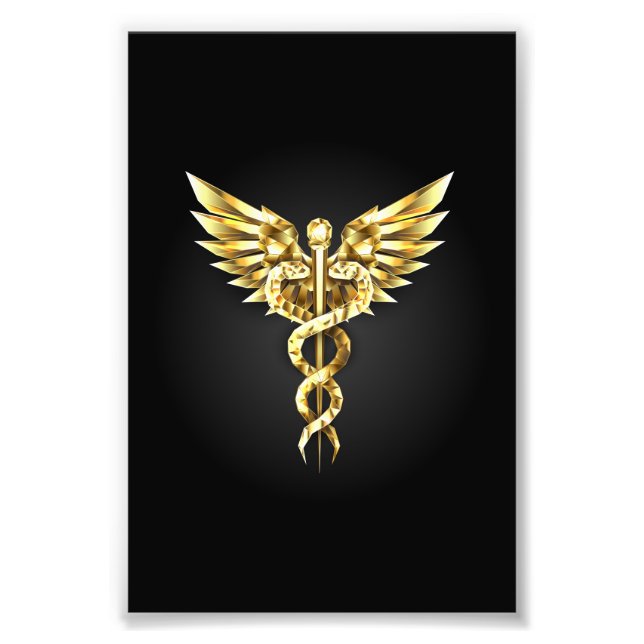 Impression Photo Symbole Polygonal Or Caduceus (Devant)