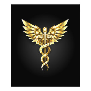 Impression Photo Symbole Polygonal Or Caduceus