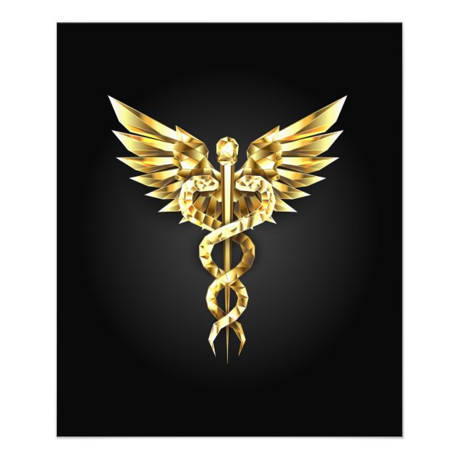Impression Photo Symbole Polygonal Or Caduceus (Devant)