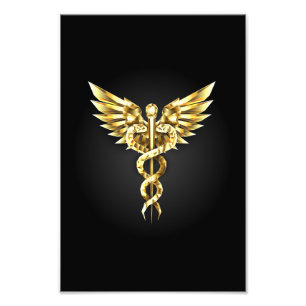 Impression Photo Symbole Polygonal Or Caduceus