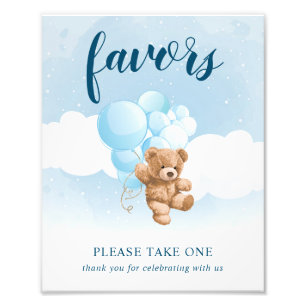 Impression Photo Symbole Teddy Bear avec Ballons Bleus Favons