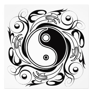 Impression Photo Symbole Yin & Yang Tatouage Noir et Blanc