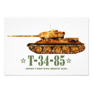 Impression Photo T-34-85 Guerre mondiale Deux 2ÈME GUERRE MONDIALE