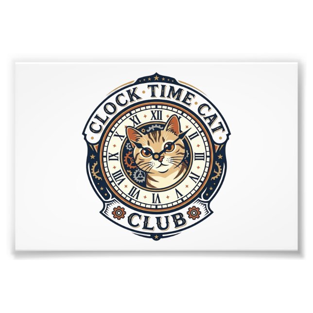 Impression Photo T-shirt graphique Chat Heure Horloge - Chat Heure  (Devant)