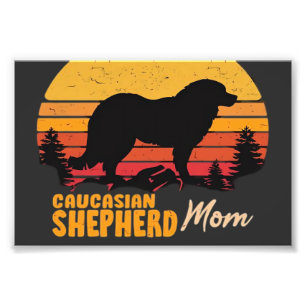Impression Photo T-shirt Maman Shepherd du Caucase Vintage Rétro Cl