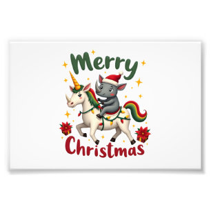 Impression Photo T-Shirt Noël Rhinocéros Joyeux Noël Licorne Rhinoc