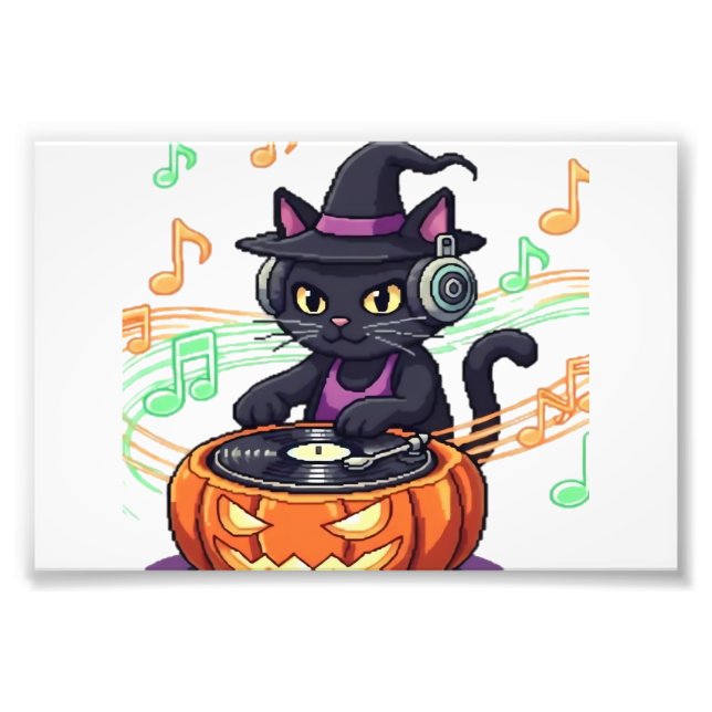 Impression Photo T-Shirt Oversized Halloween chat Dj (Devant)