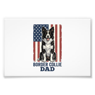 Impression Photo T-shirt pour chien vintage patriotique papa Border