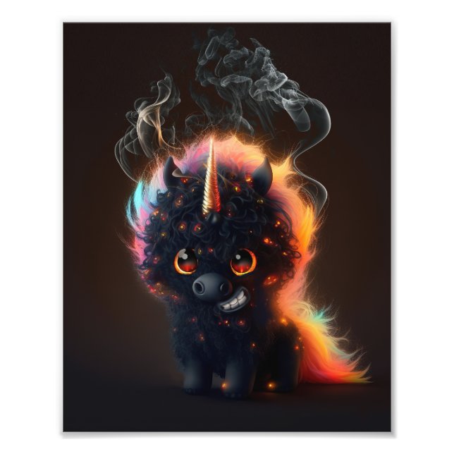 Impression Photo T-shirt Unicorne noir fumeur (Devant)