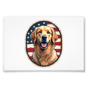 Impression Photo T-shirt vintage badge de retriever doré patriotiqu