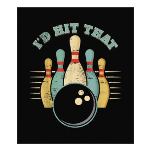 Impression Photo T-Shirt Vintage de bowling amusant Je frappais ce