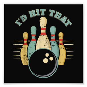 Impression Photo T-Shirt Vintage de bowling amusant Je frappais ce