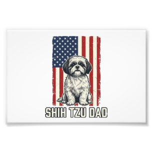 Impression Photo T-shirt vintage pour chien avec drapeau patriotiqu