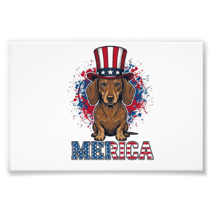 Impression Photo T-shirt vintage pour chien teckel patriotique Meri