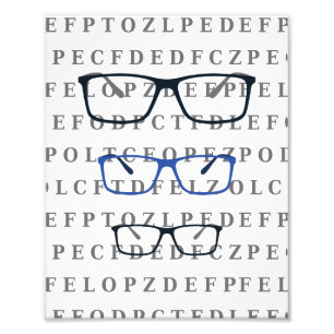 Impression Photo Tableau de test oculaire d'opticien et lunettes