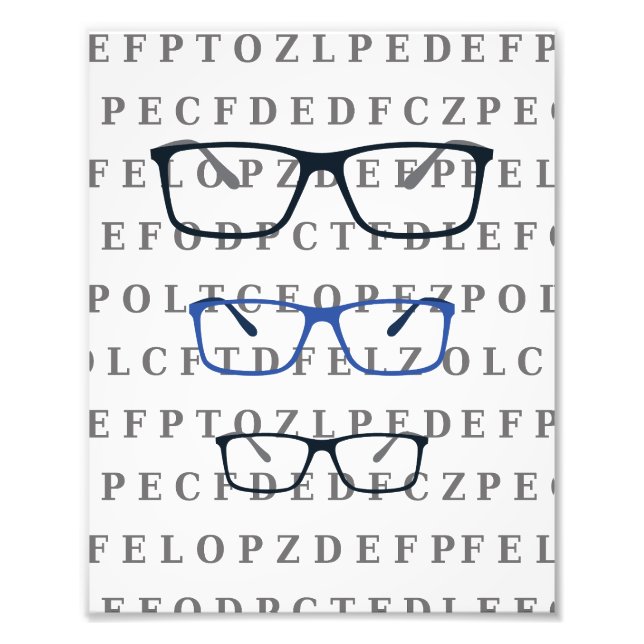 Impression Photo Tableau de test oculaire d'opticien et lunettes (Devant)