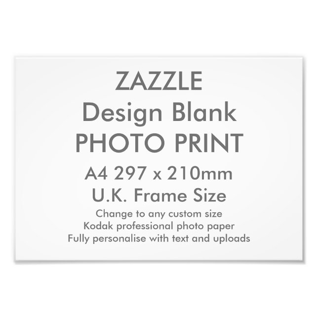 Impression Photo Taille du cadre britannique d'impression A4 person (Devant)