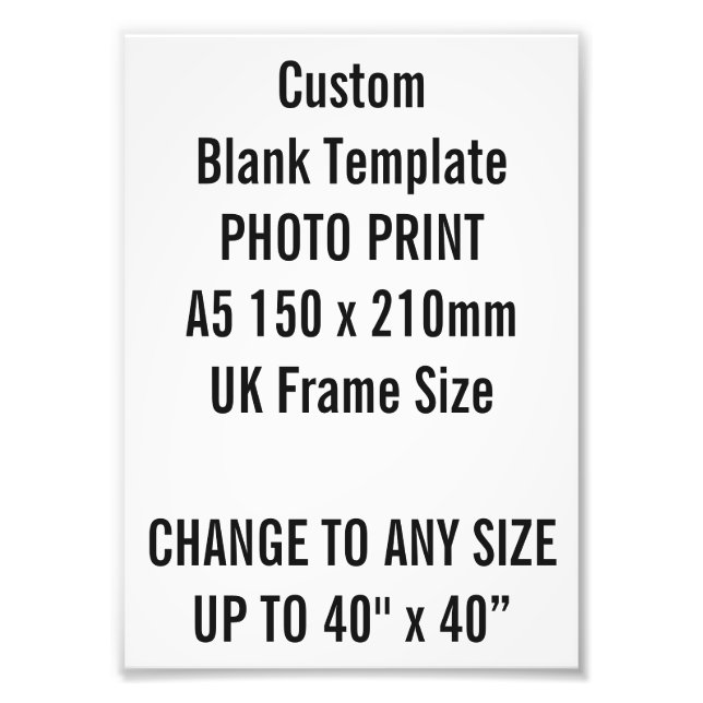 Impression Photo Taille du cadre britannique d'impression A5 person (Devant)