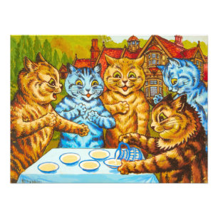 Impression Photo Tea Party de chats par Louis Wain