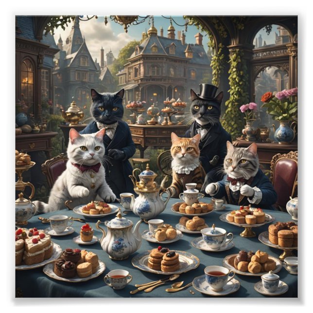 Impression Photo Tea Party de chats victoriens (Devant)