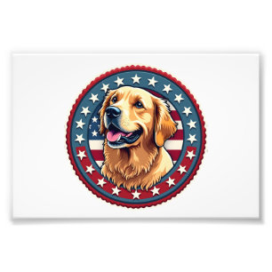 Impression Photo Tee Patriote Golden Retriever Sceau Héritage 4