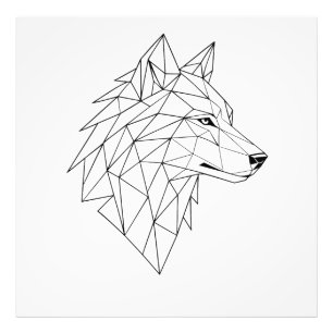 Impression Photo Tee-shirt graphique à tête de loup en art linéaire