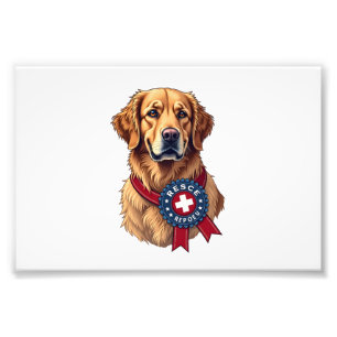 Impression Photo Tee vintage de sauvetage de Retriever doré patriot