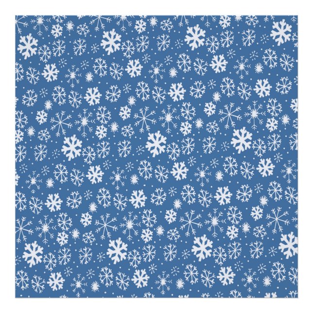 Impression Photo Tempête de flocons de neige avec fond bleu ciel (Devant)