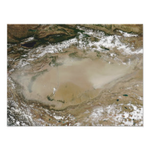 Impression Photo Tempête de poussière dans le désert de Taklimakan,