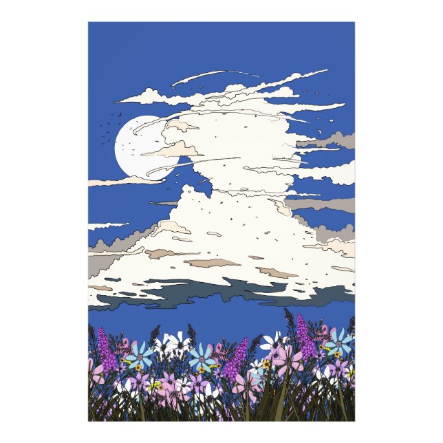 Impression Photo Tempête tropicale et fleurs (Devant)