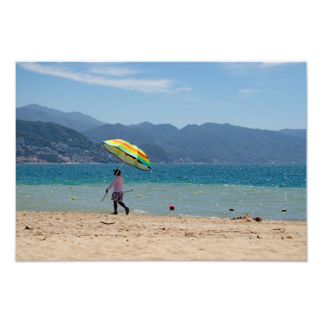Impression Photo Tenir l'ombre sur la plage (Devant)