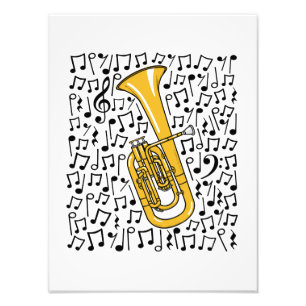 Impression Photo Ténor Horn Notes musicales Hornist Brass musicien