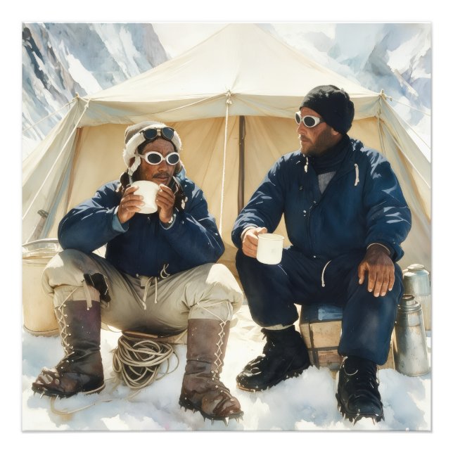 Impression Photo Tenzing Norgay Edmund Hillary Conquérant Everest  (Devant)