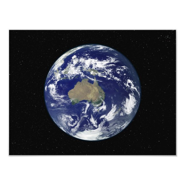Impression Photo Terre entièrement éclairée centrée sur l'Australie (Devant)